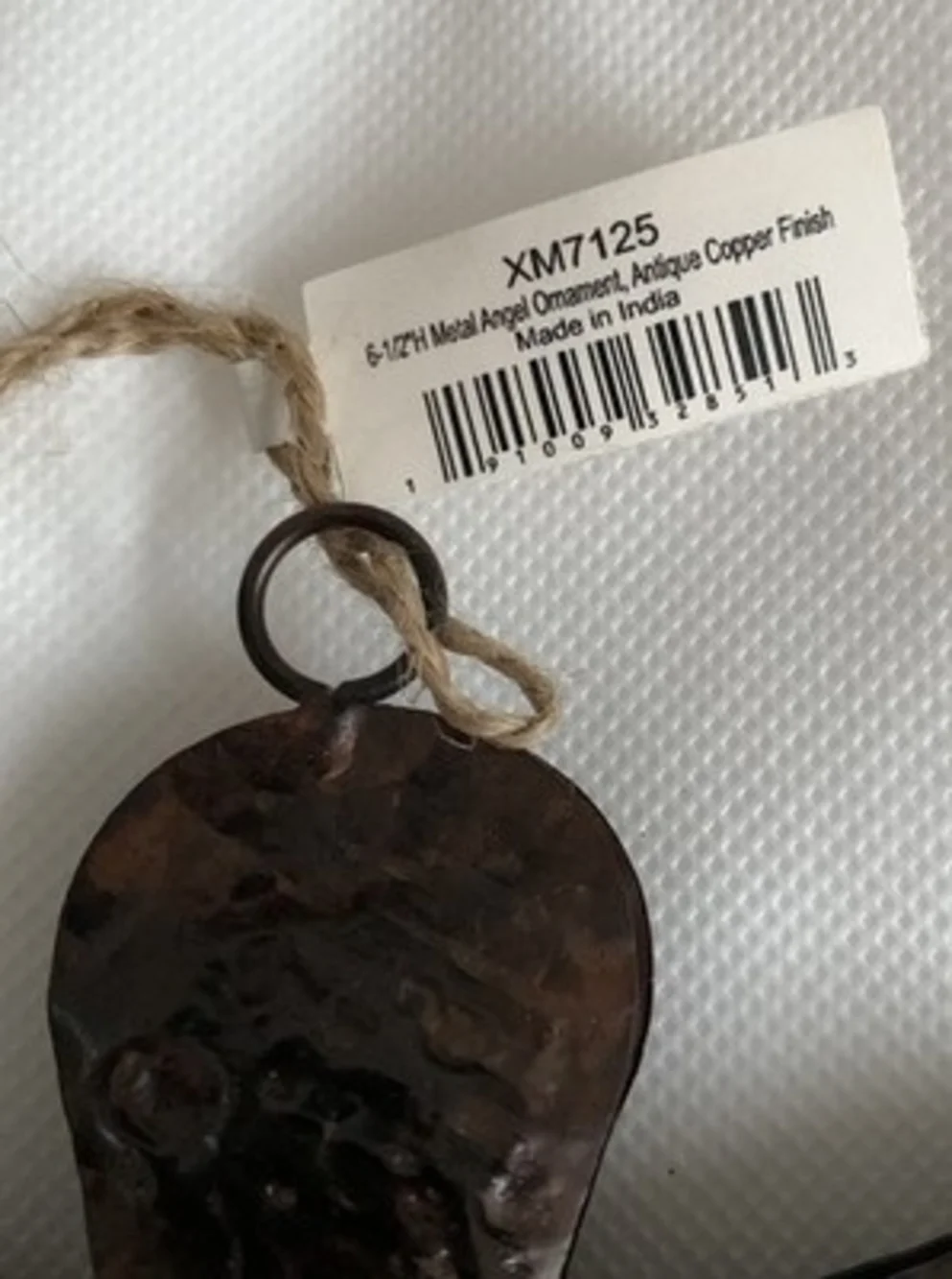 Metal Hammered Angel Ornament Antique Copper Finish 6.5